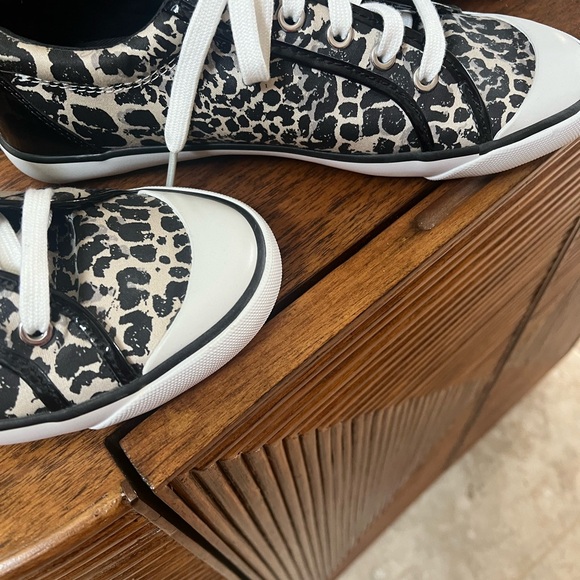 Coach Black and White Leopard Print Sneakers - Picture 4 of 16